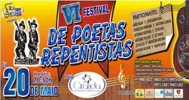 Ciranda realiza VI Festival de Poetas Repentistas