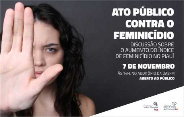 OAB promove ato público contra feminicídio no Piauí