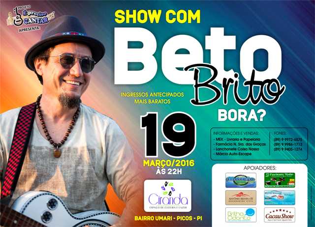 Beto Brito se apresenta em Picos neste sábado