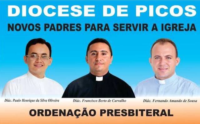 Diocese de Picos ordenará três novos padres