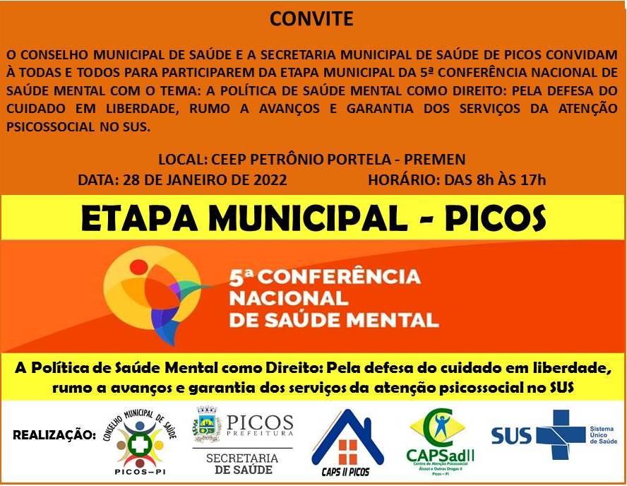 Comissão organizadora se prepara para realizar Plenária Municipal de Saúde Mental em Picos