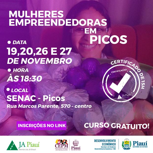 Mulheres Empreendedoras será tema de capacitação em Picos