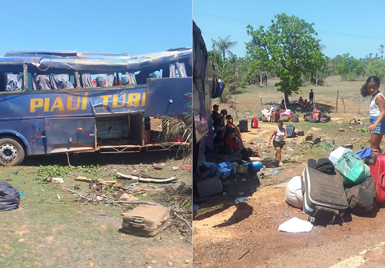 Motorista passa direto em curva, capota e deixa cerca de 20 feridos no Piauí