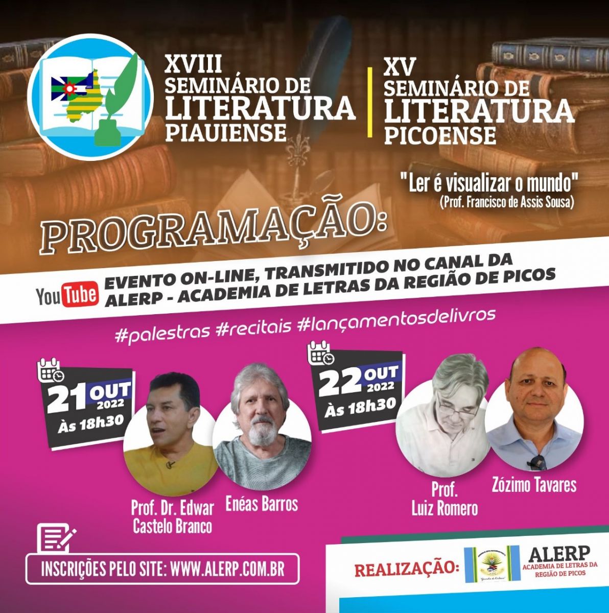 Veja a programação completa dos Seminários de Literatura da ALERP