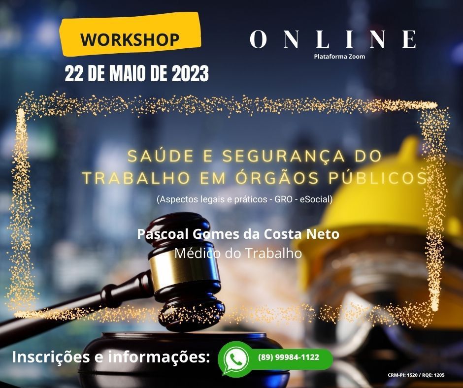 Workshop sobre Saúde e Segurança do Trabalho em Órgãos Públicos acontecerá na próxima segunda-feira (22)