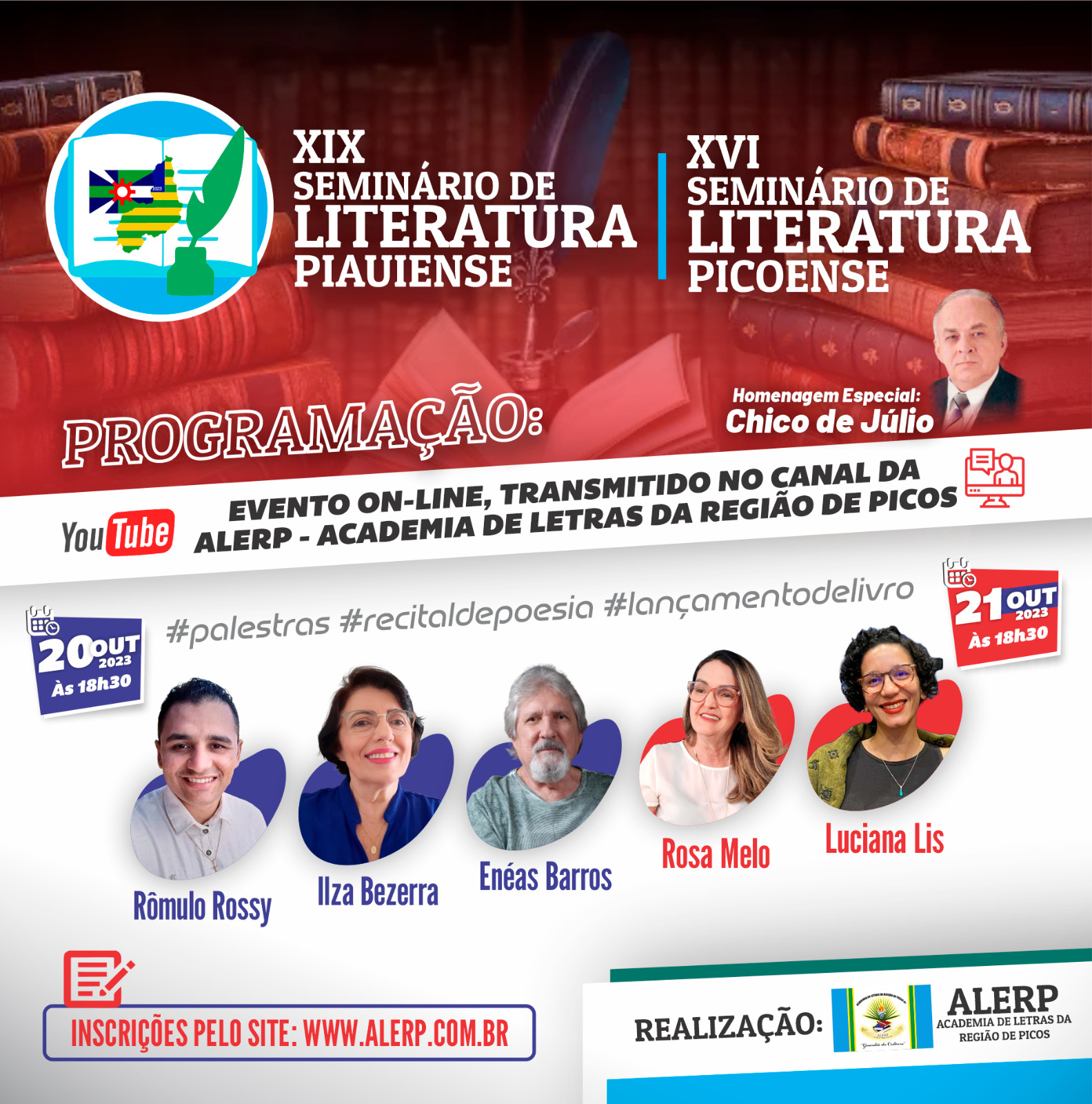 ALERP realizará Seminário de Literatura Piauiense e Picoense nos dias 20 e 21 de outubro