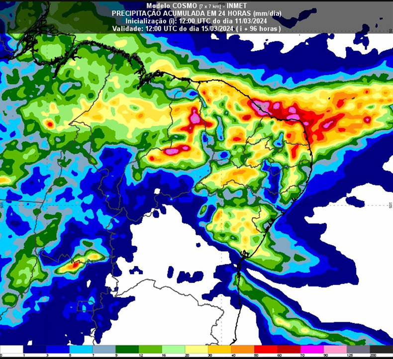 Piauí terá 7 dias com possibilidade de chuvas intensas; acumulado pode ultrapassar 100 mm