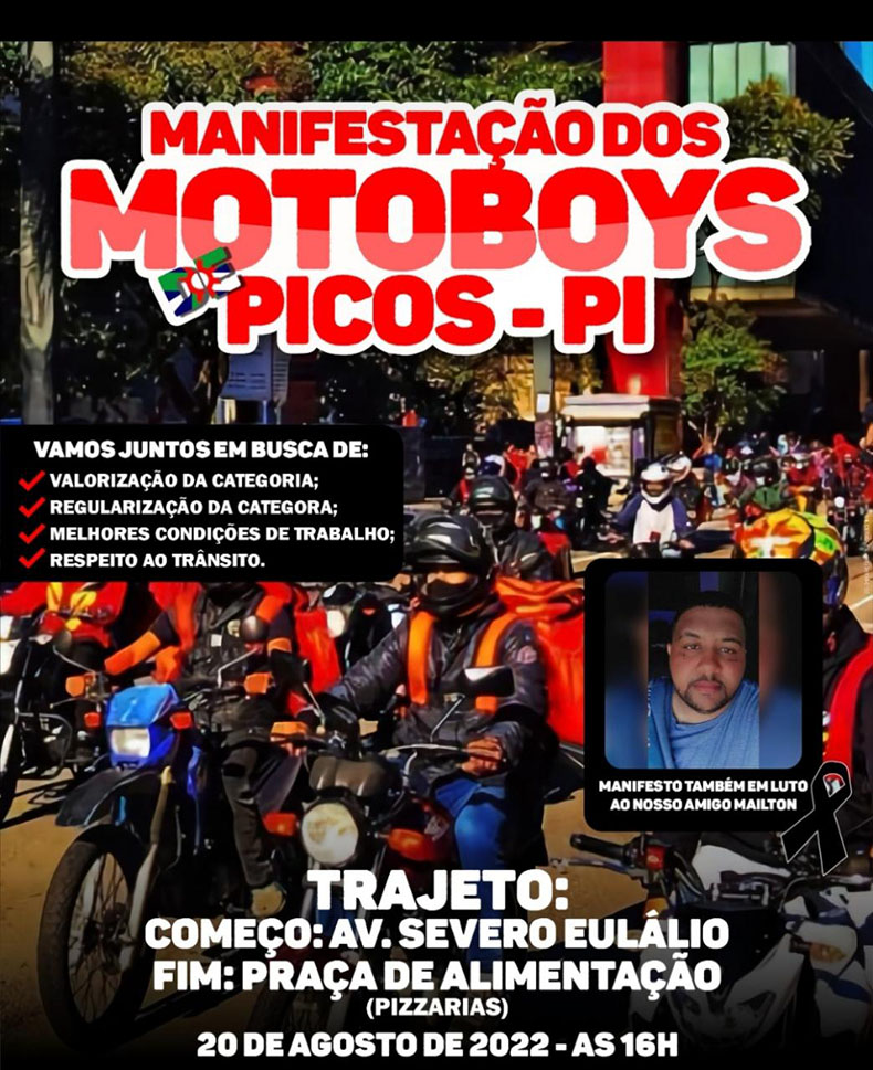 Motoboys farão manifestação em Picos