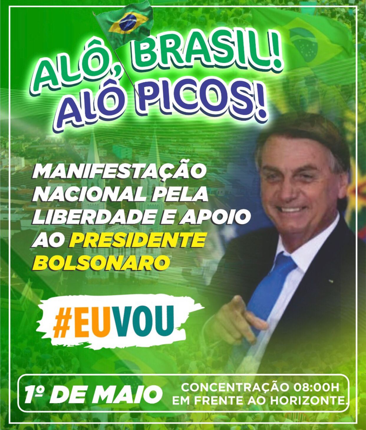 Apoiadores de Bolsonaro farão ato em Picos no dia 1º de maio