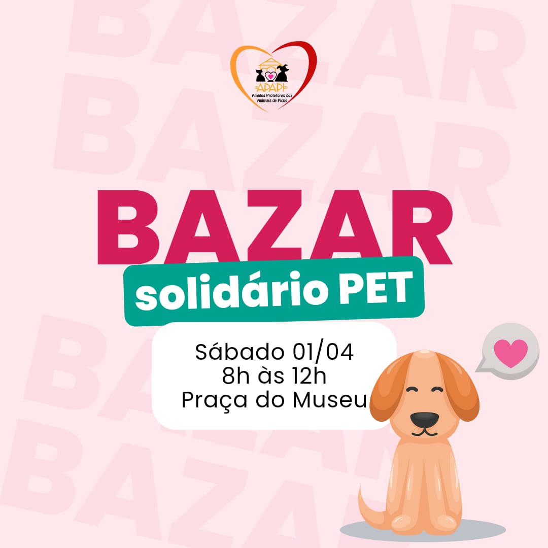 APAPI realizará Bazar Solidário Pet no próximo sábado, 1º de abril  