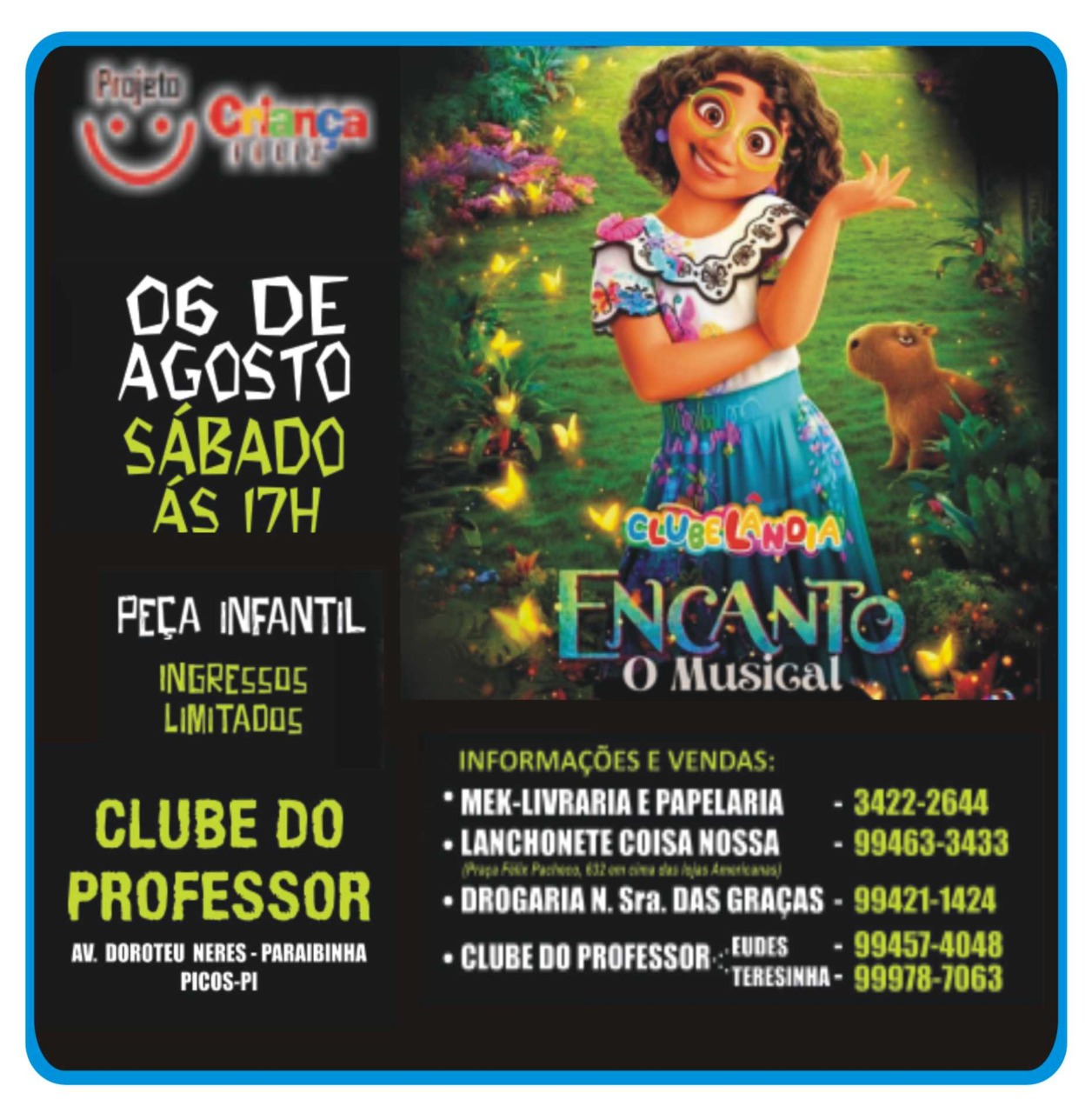 Peça infantil ‘Espetáculo: Encanto’ será apresentada em Picos