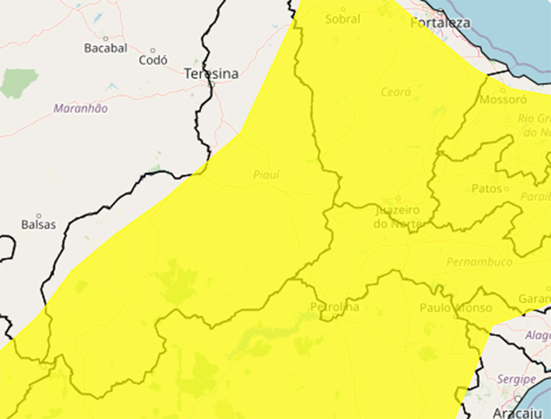 Piauí tem alerta de vendaval em 159 municípios, diz Semarh