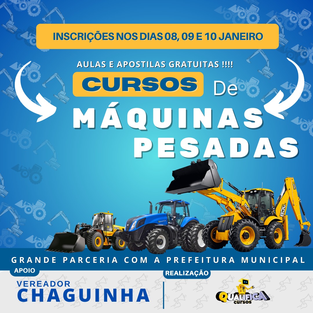 Qualifica Cursos, em parceria com vereador Chaguinha realizará cursos de máquinas pesadas em Picos