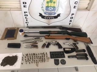Suspeito de agiotagem é preso com arsenal e drogas em município do Piauí
