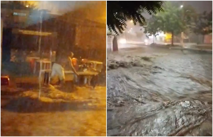 Chuva causa transtornos em Picos, alaga ruas e hospital; jacaré é encontrado em calçada