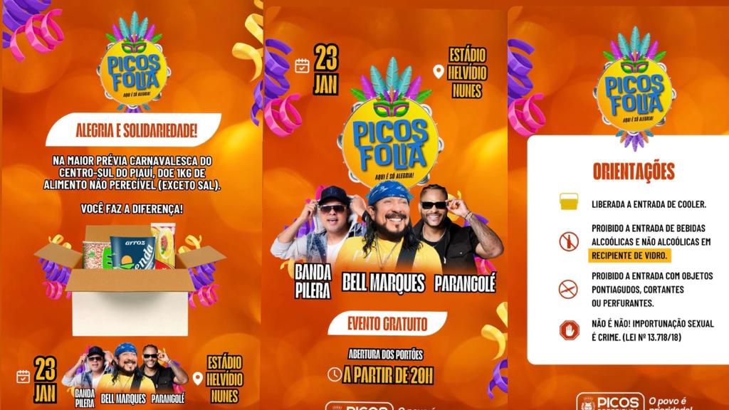 PICOS FOLIA: Maior prévia carnavalesca acontece hoje (23) no Estádio Municipal Helvídio Nunes