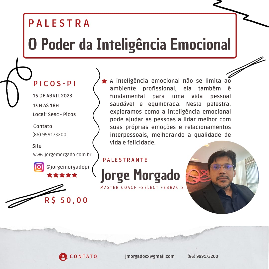 Palestra sobre inteligência emocional acontece neste sábado (15), em Picos