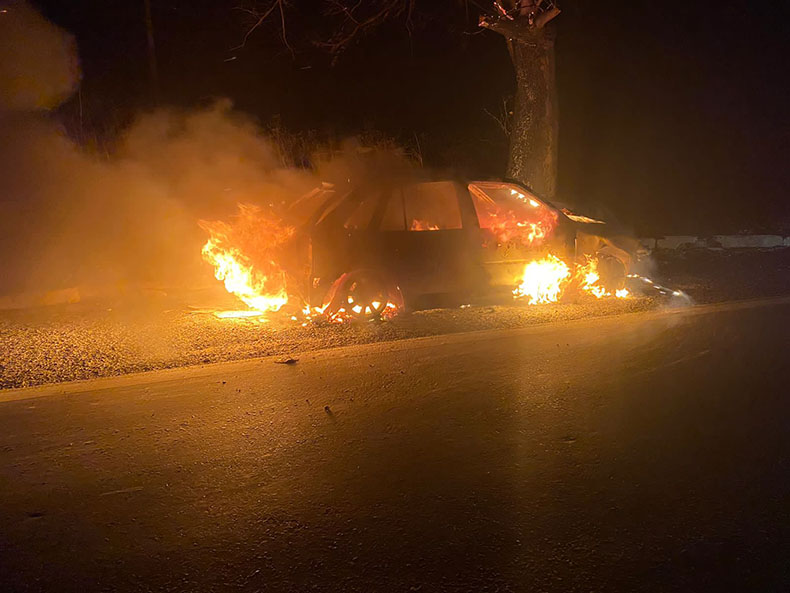 Em Picos, carro pega fogo após colidir contra vaca na BR 316