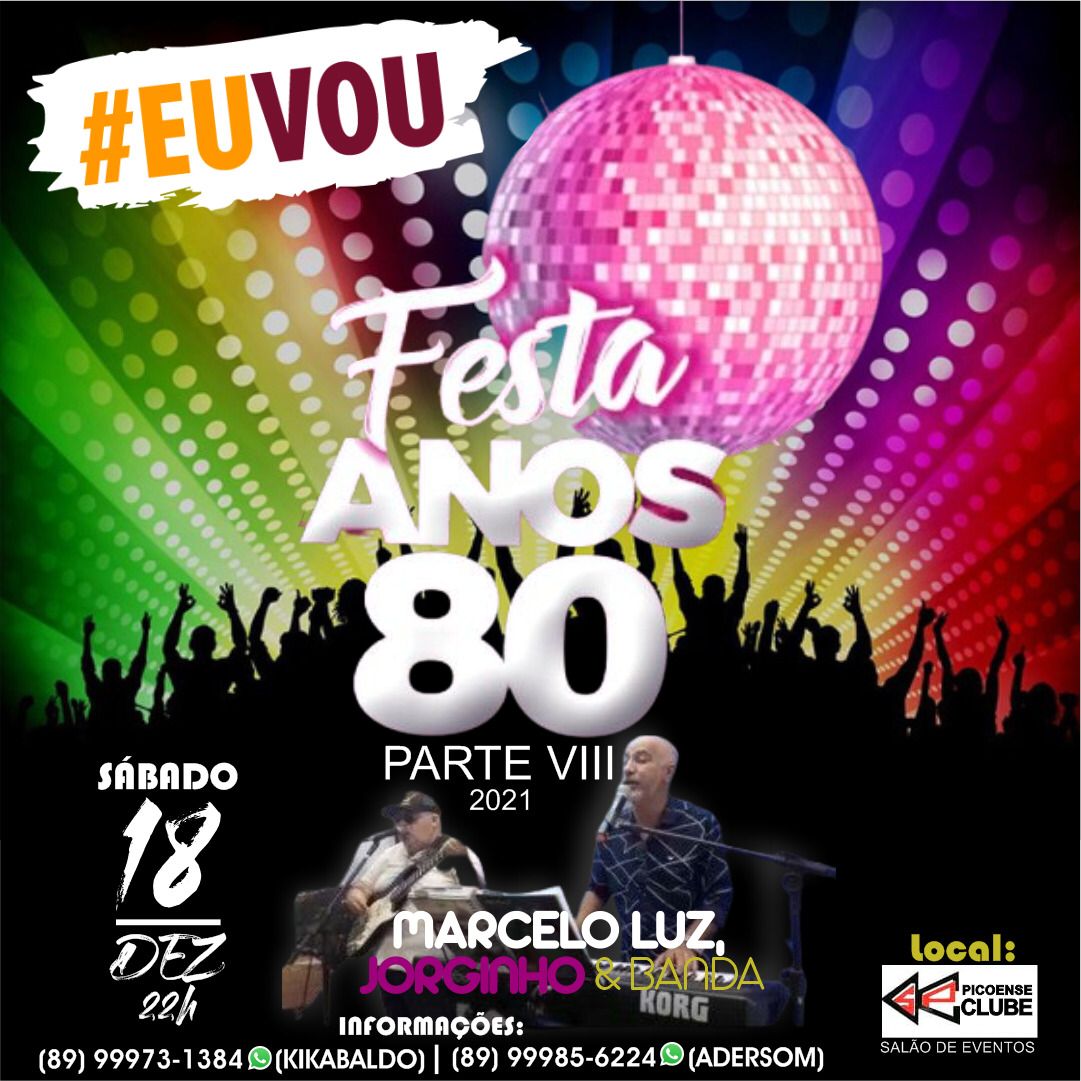 Picoense Clube promoverá Festa Anos 80 no próximo sábado (18)