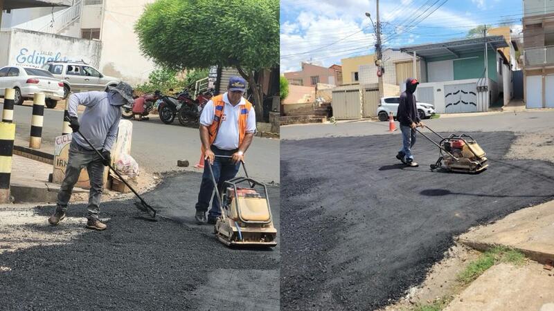 Prefeitura de Picos realiza operação tapa-buracos na Rua Coronel Antônio Rodrigues no bairro Passagem das Pedras